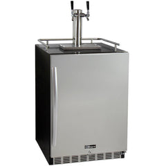 Kegco 24" Wide Dual Tap Stainless Steel Built-In Right Hinge Kegerator with Kit (HK38BSU-2)