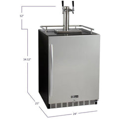 Kegco 24" Wide Dual Tap Stainless Steel Built-In Right Hinge Kegerator with Kit (HK38BSU-2)