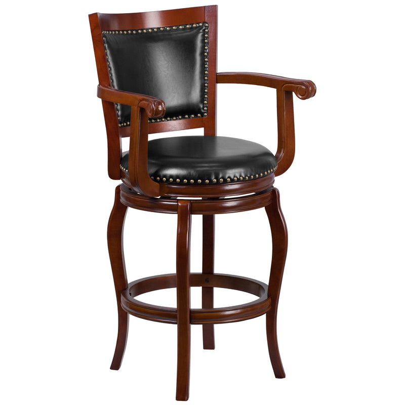 LeatherSoft 30'' High Cherry Wood Barstool Seat - Pack of Four (x4) (TA-21259-CHY-GG)