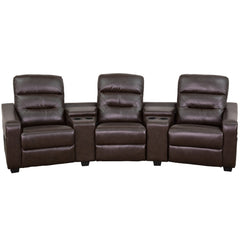 LeatherSoft Brown 3-Seat Reclining Home Theatre Sectional Sofa (BT-70380-3-BRN-GG)