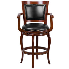 LeatherSoft 30'' High Cherry Wood Barstool Seat - Pack of Four (x4) (TA-21259-CHY-GG)