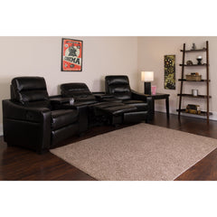 Futura Series 3-Seat Reclining Black Leather Theater Seating (BT-70380-3-BK-GG)