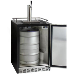 Kegco 24" Wide Single Tap Stainless Steel Built-In Right Hinge Kegerator with Kit (HK38BSU-1)