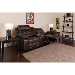 Reel Comfort Series 2-Seat Reclining Brown Leather Theater Seating (BT-70530-2-BRN-GG)