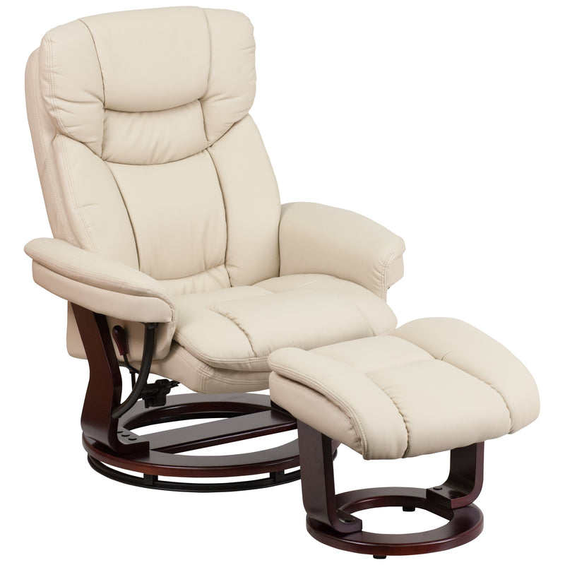 LeatherSoft Beige Swivel Recliner Chair with Ottoman Footrest (BT-7821-BGE-GG)