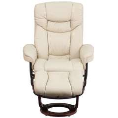 LeatherSoft Beige Swivel Recliner Chair with Ottoman Footrest (BT-7821-BGE-GG)